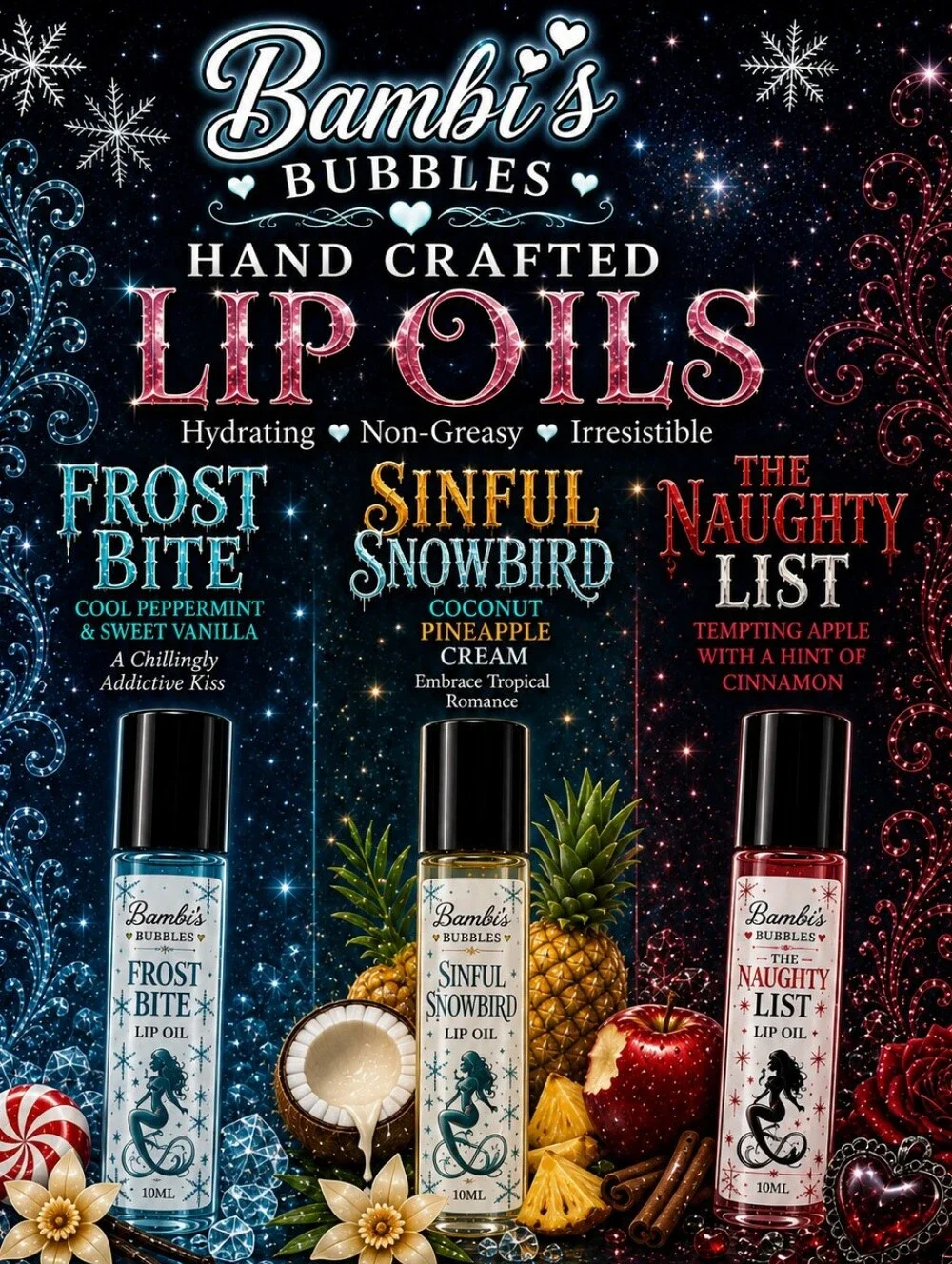 NEW Flavors! Hand Crafted Lip Oil 10ml Roll On Assorted Flavors